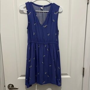 Purple Sleeveless Dress with Floral Embroidery
